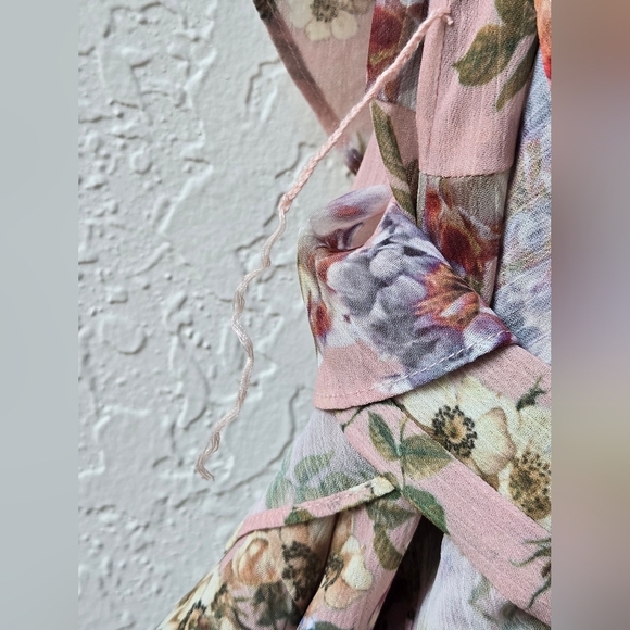 Marissa Webb Collective Floral Ruffle Tie mini Pink Dress in Pink Size Large - Picture 12 of 16